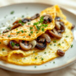 Omelette aux champignons et fromage de chèvre