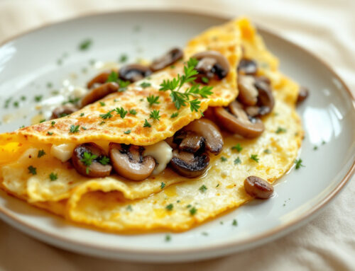 Omelette aux champignons et fromage de chèvre