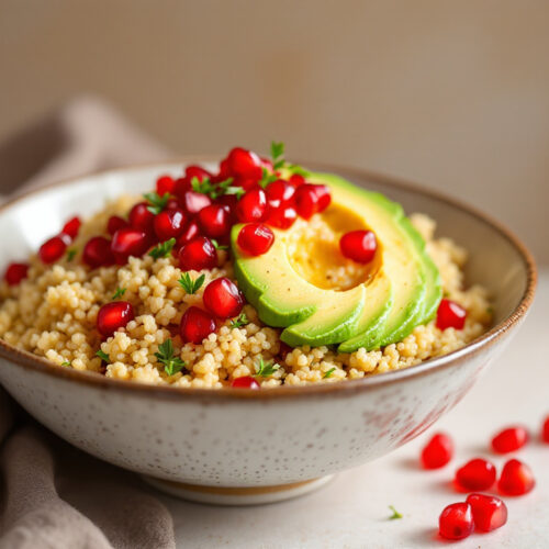 Salade de quinoa, avocat et grenade