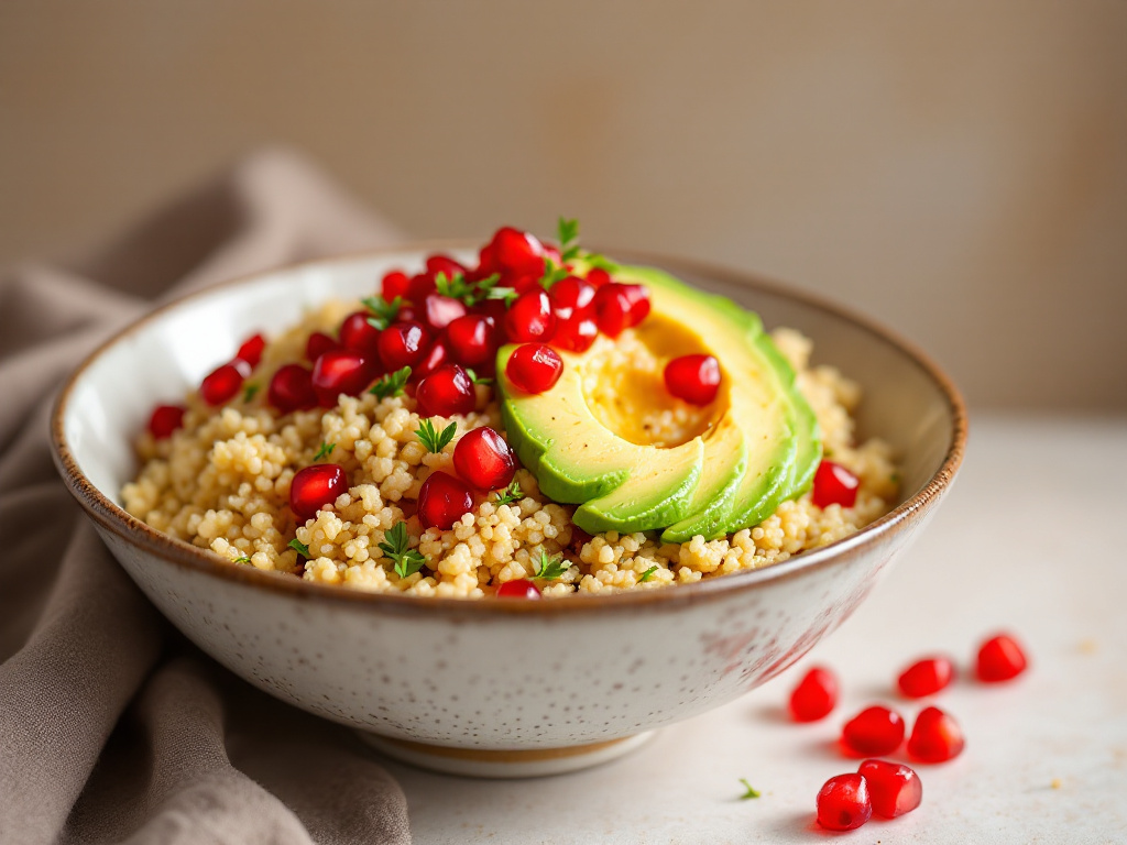 Salade de quinoa, avocat et grenade